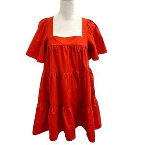 Abercrombie & Fitch Tiered Mini Babydoll Trapeze Dress Candy Red size XS Petite